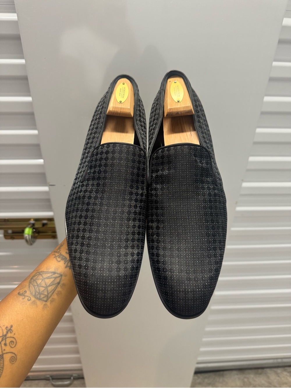 Men's Louis Vuitton Black Patterned Slip-On Dress Loafers size LV 12